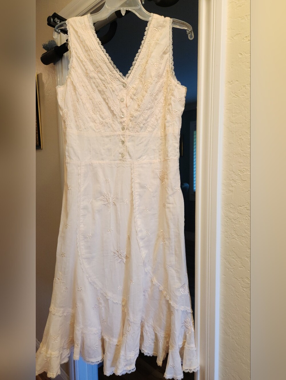 Chaudry KC embroidered Light Peach Color Midi Dress. Please See The Measurments.